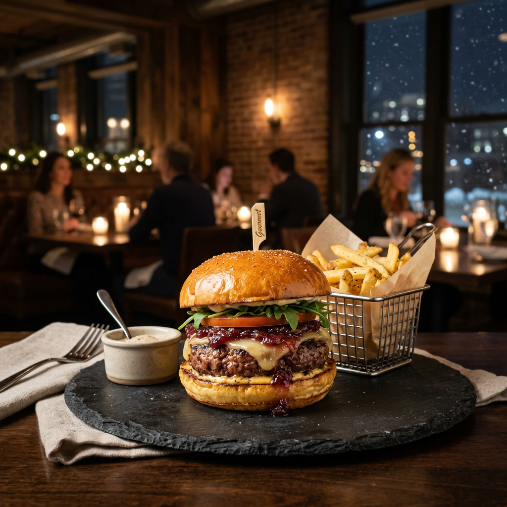 Burger gourmet cu dulceață de ceapă roșie