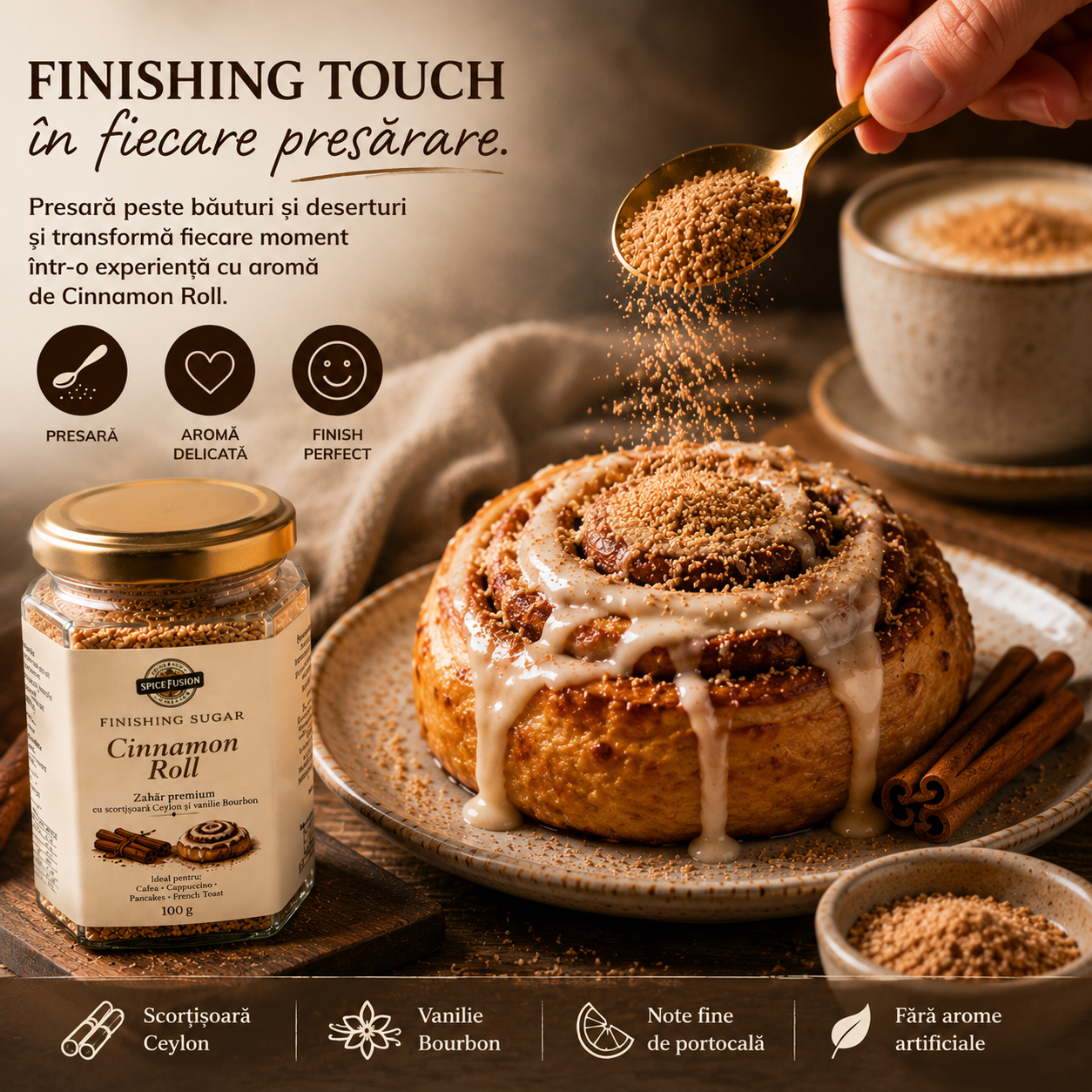 Zahăr Aromatizat Cinnamon Roll - Finishing Sugar - imagine 2