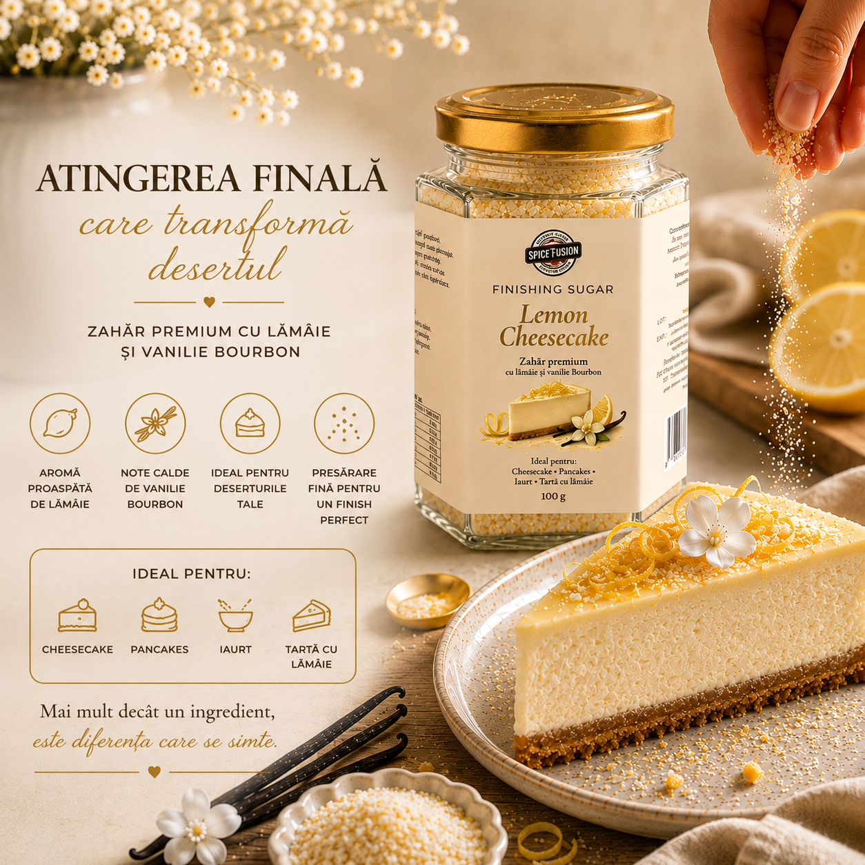Zahăr Aromatizat Lemon Cheesecake - Finishing Sugar - imagine 4