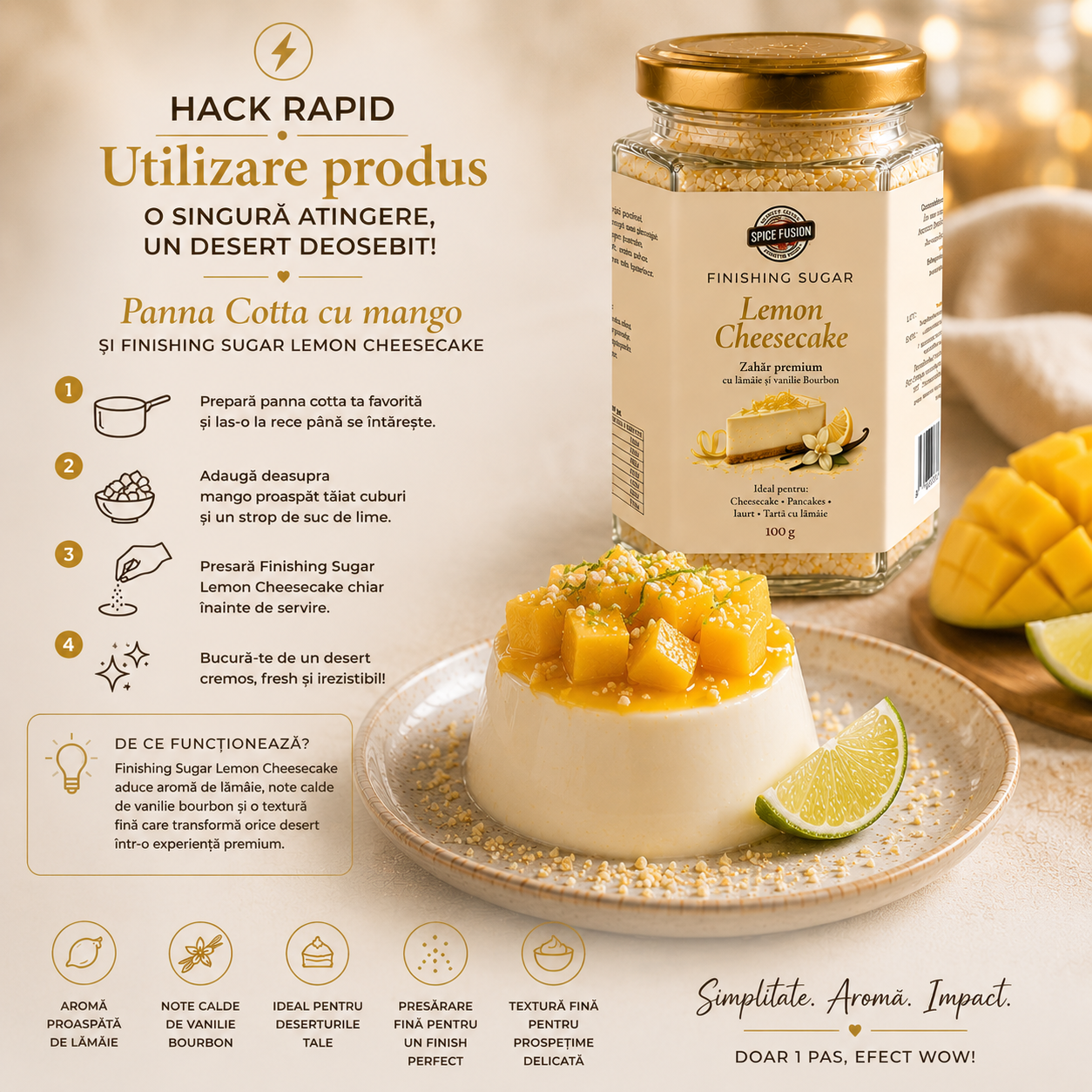 Zahăr Aromatizat Lemon Cheesecake - Finishing Sugar - imagine 6