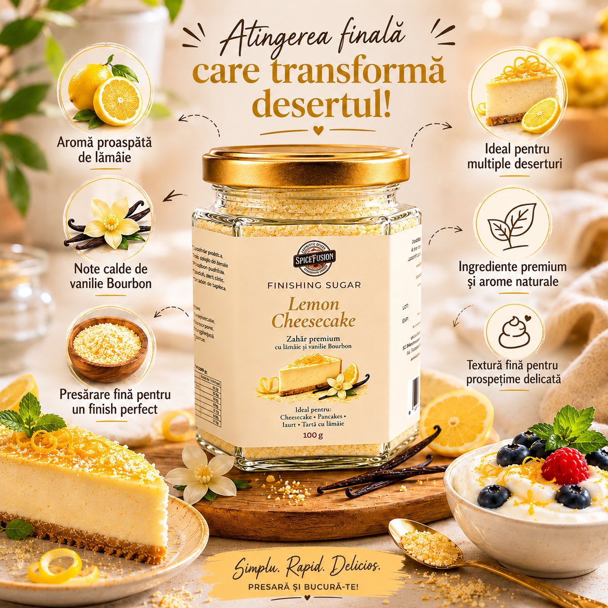 Zahăr Aromatizat Lemon Cheesecake - Finishing Sugar - imagine 3