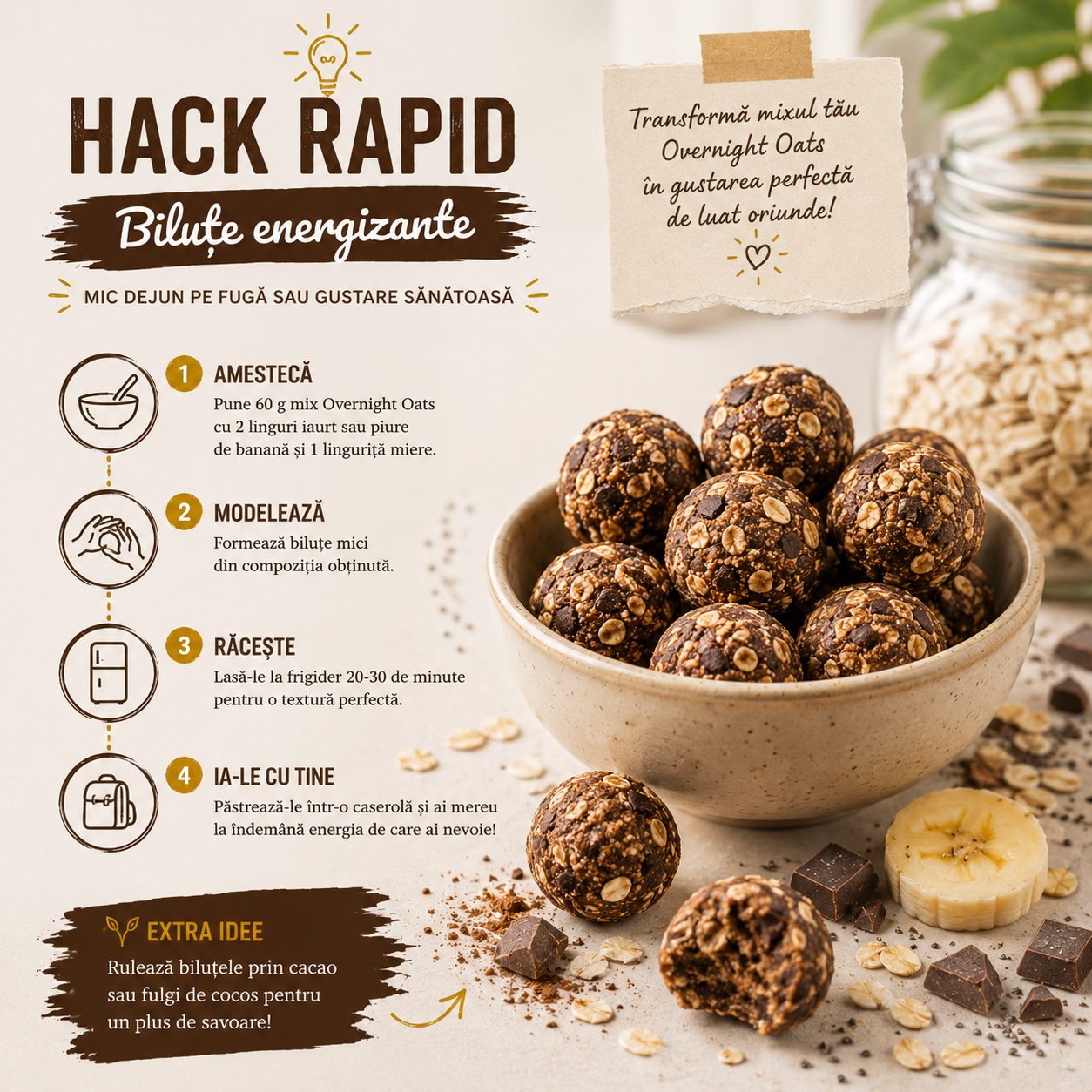 Mix Overnight Oats – Ciocolată & Banană - imagine 7