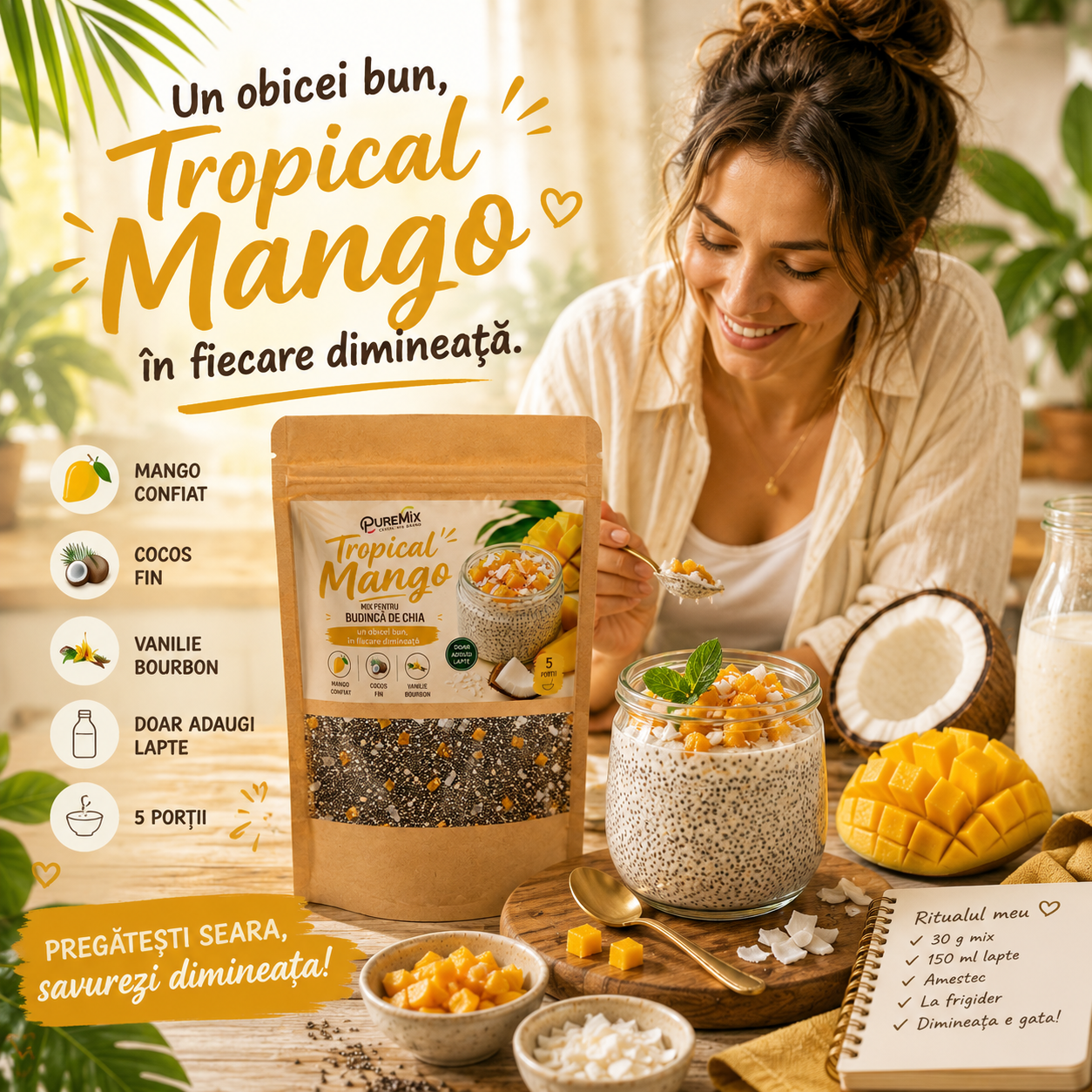 Mix Budincă de Chia – Tropical Mango - imagine 4
