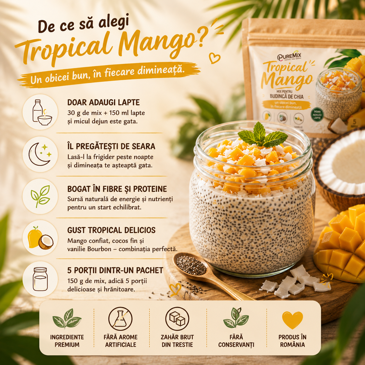 Mix Budincă de Chia – Tropical Mango - imagine 5