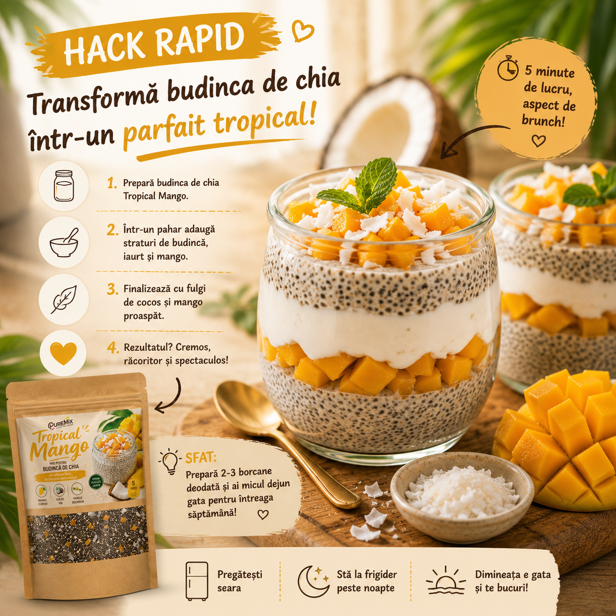 Mix Budincă de Chia – Tropical Mango - imagine 7