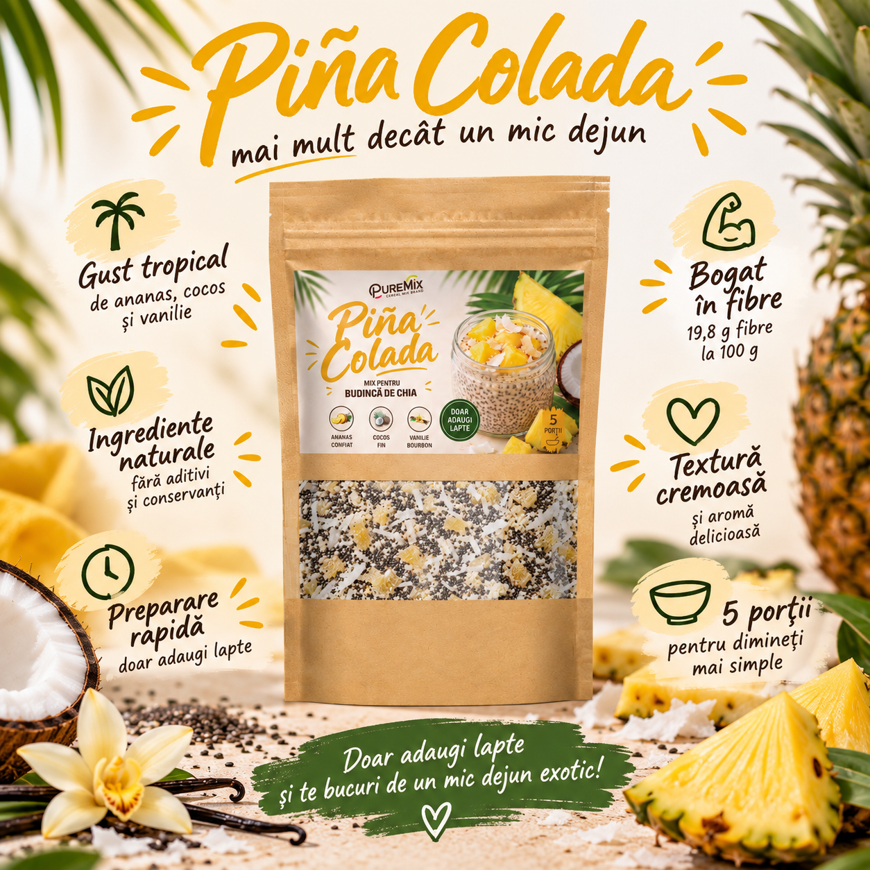 Mix Budincă de Chia – Piña Colada - imagine 5