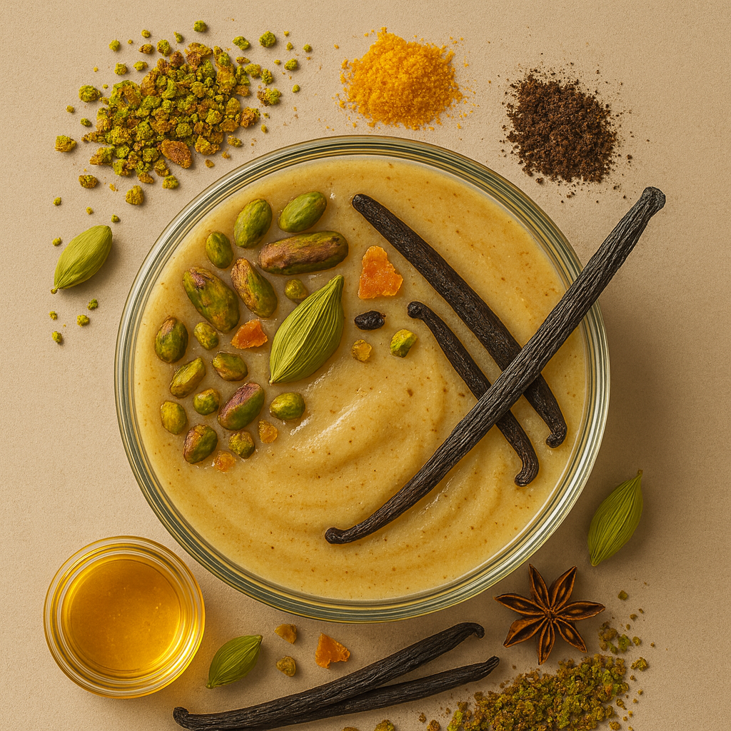 Cremă de Miere cu Vanilie, Portocală și Fistic – Deliciu Natural și Rafinat - imagine 2